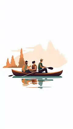 男性漂流划船水上活动旅游人物插画