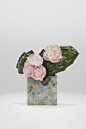 Pink peonies and coconut levaes on marble laquer vase Armani/Fiori: