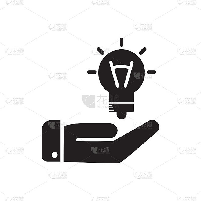 灯泡想法图标黑色矢量插图