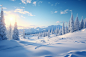 唯美雪季冬季雪景雪松风景摄影图