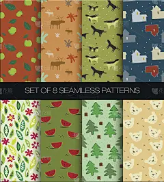 一套水果、动物和自然的无缝模式