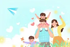 纸飞机放飞梦想幸福家庭温馨家庭插画