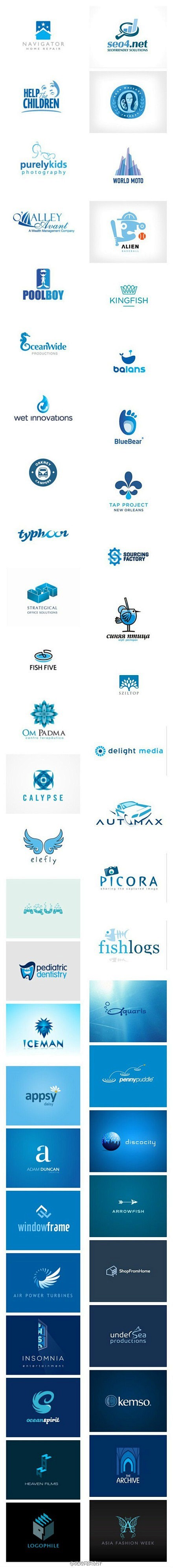 一组蓝色系Logo设计