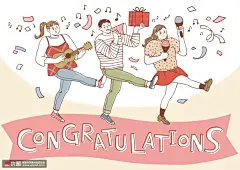 啦啦队 音乐游行 神秘礼物 人物插图插画设计PSD tid050t003160 人物插画 卡通男女