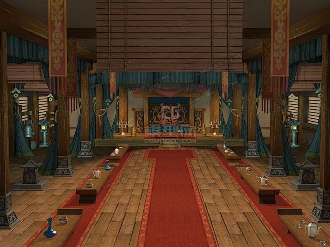 古代室内场景模型议事厅会客厅cg模型网cgmodel专注cg模型