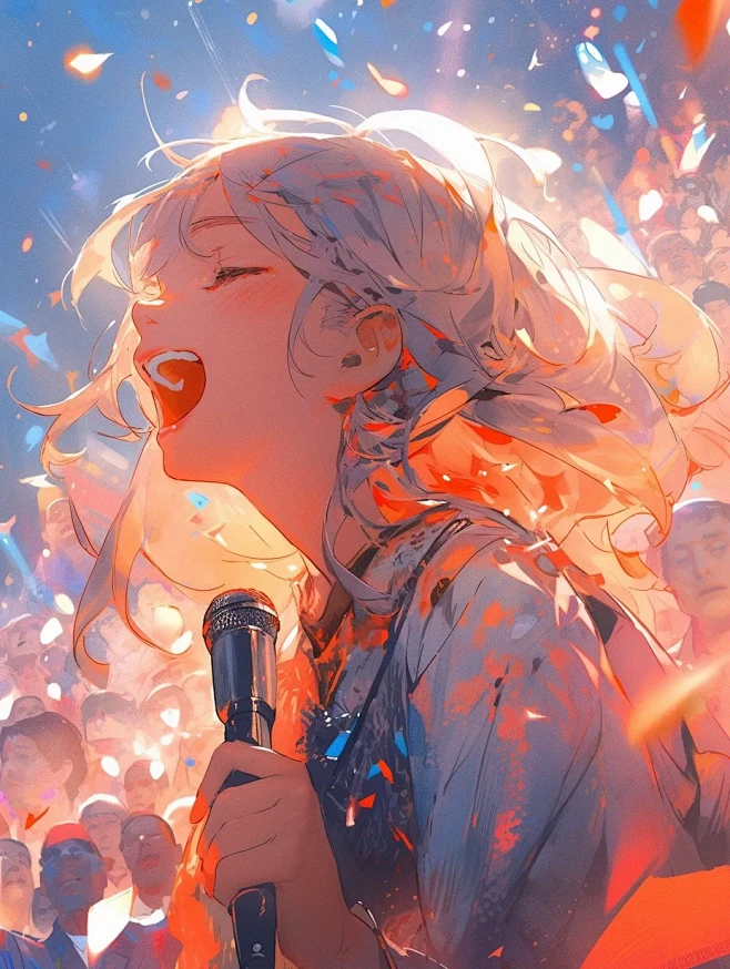 绘画创作素材——热爱唱歌的女孩 - 小红...