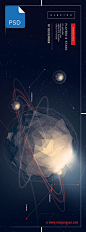 [美工云]多边形星球海报模板PSD下载：Polygon-Planet-Poster