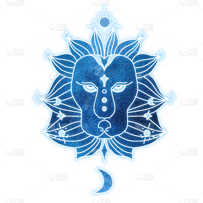 手绘-十二星座象形贴纸-狮子座