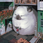 日本艺术家 Monokubo 幻想了一个温和的巨型动物与人类共同生活的世界  |  ariduka55.tumblr.com  |  @MonoKubo ​​​​