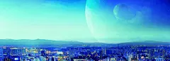 蓝色天空草地白云蓝天分层海报设计素材