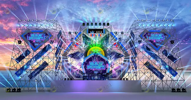音乐节舞台区活动舞台舞美3d效果图-花瓣网