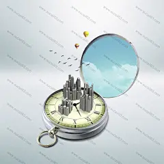 海滩小岛灯塔海鸥木质木盒旅行小景合成图片海报设计旅行海报首页素材