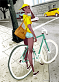 【设计】#创意设计##插画设计#美女与超人，死飞自行车运动，创意平面插画设计 ​​​​