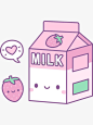 其中包括图片：Cute Strawberry Milk Carton Sticker by rustydoodle