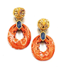 Pair of coral and sapphire ear clips, David Webb