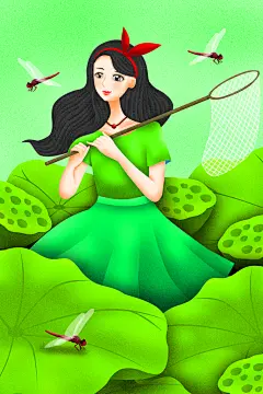 水彩森系手绘儿童风景画插画
