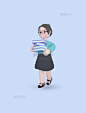 开学开学季c4d老师模型教师节教育行业3D人物书本