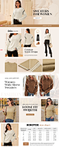 Dokotoo Sweaters for Women Fashion Solid Crewneck Loose Fit Long Sleeve Contrast Cable Knit Pullover Sweater Jumper Tops at Amazon Women’s Clothing store