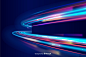 Colorful neon wavy light trail background Free Vector