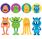 8款卡通怪物与头像设计矢量素材，素材格式：AI，素材关键词：头像,怪物,怪兽,科幻