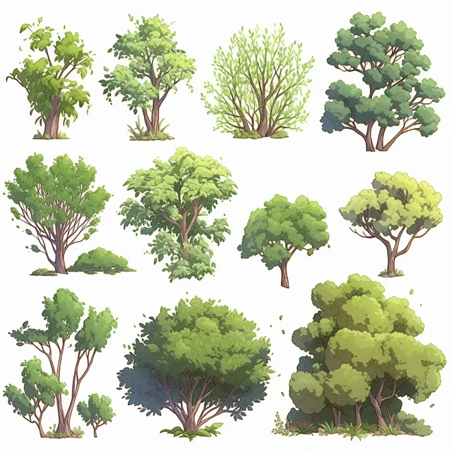 一百个手绘树素材 - 小红书图片_绿植盆栽素材图片素材-花瓣网