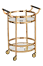 Swooning over this gorgeous goldtone bar cart that is perfect for entertaining guests.: 