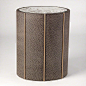 GRATS DÉCOR | Churchill 16" x 12" Oval Drum Table - Faux Shagreen
