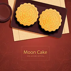 简约卡通中秋月饼传统节日中秋节创意插画