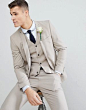 ASOS Wedding Slim Suit Jacket In Putty