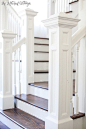 Open Staircase | Stairs | Newel Posts | Dark Wood Treads | Old House: 