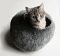 欧洲Cat pad 暖灰色手工羊毛毡猫窝