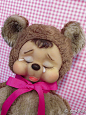 Vintage Sweet Plush Rubber Face Crying Sad Bear Brown Rushton