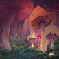 蘑菇森林-吃菠萝的西瓜__涂鸦王国插画