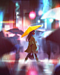 Jenny Yu（@yeuujjn）在Instagram上：“下雨 - 本周快速的事情#illustration #rain #city”