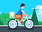 Cyclist  mail road mill forest mountains motion design design gif flat characters animation 2d