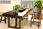 黑檀大板原木办公桌餐桌茶桌茶几大班台根雕红木大板实木平板画案