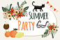 Summer Party : A vector kit to design adorable invitations or cards. Available on Creative Market