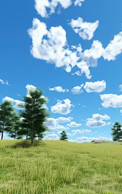 树木蓝天白云背景壁纸背景AI图背景素材图
