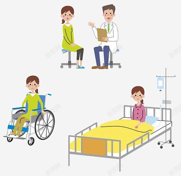 病人治病高清素材卡通挂水治病病人免抠png设计图片免费下载