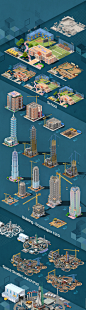 Megapolis Buildings – 用于城市模拟的等距 3D 精灵