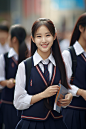 女大学生微笑校园图片摄影图