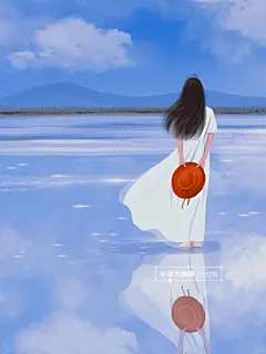 旅行插画一个人的天空之境｜背影｜ - 小红书