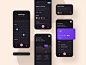 Dashboard & Meetings product ux overview chart dashboard calendar application round shadow colors dark mode dark minimal blue ui gradient digital app design clean