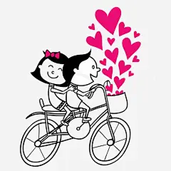 骑自行车的情侣矢量图png免抠素材_新图网 https://ixintu.com 自行车 情侣 心 骑车 手绘 线条图