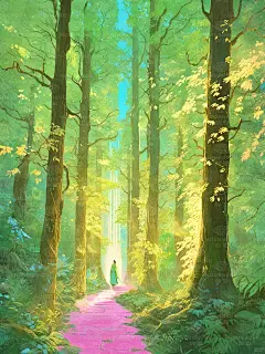 翠微深处步轻盈， 绿绮纷披映美人。 开落随风各有时， 素手摘得几番春。 清风徐来心境宽， 绿意盎然气如兰。 此景入眸皆画卷， 心醉难尽此间情。 #奇域AI  #光感  #光感壁纸  #古诗配画  #森林  #氧气感  #绿色系  #浅绿色  #粉色花  #花草  #树木  #氛围感  #梦幻  #唯美  #意境  #美景  #风景  #美图  #光影  #东方美学  #中式美学  #场景  #场景插画  #山水插画  #风景插画  #壁纸  #手机壁纸  #数字艺术  #数字藏品  #明信片  #装饰画 