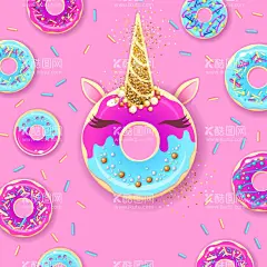 独角兽  - 源文件下载【酷图网】独角兽,甜甜圈,卡通动漫,儿童可爱,动漫