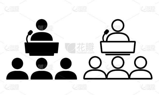 会议图标。公开演讲，研讨会标志。