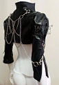 BLACK MOON leather Bolero jacket with chains : vegan leather, genuine leather, cropped biker jacket, designer dark fashion, shrug jacket