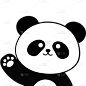 通用描边扁平风插画熊猫贴纸元素素材