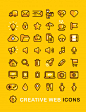 Web icons set linear flat outline style  icon. Free Vector